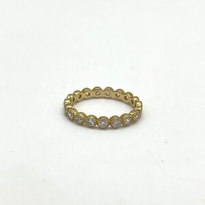 Gold Vermeil Sterling Silver‎ Eternity Band Ring Clear CZ Stones Size 8